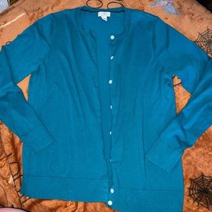 L. L. Bean turquoise button up cardigan
